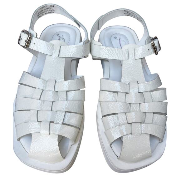 Free People Finn Fisherman Platform Sandals in White Patent Leather Size 9 - Picture 4 of 8